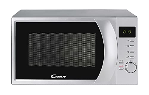 Candy Smart CMG2071DS, Microondas con Grill, 20L, 700W, 6 Niveles, Digital, 9 Programas, Bloqueo Seguridad, Plato 24,5CM, Grill Rack, Express Cooking, Temporizador, Descongelación Automática, Inox