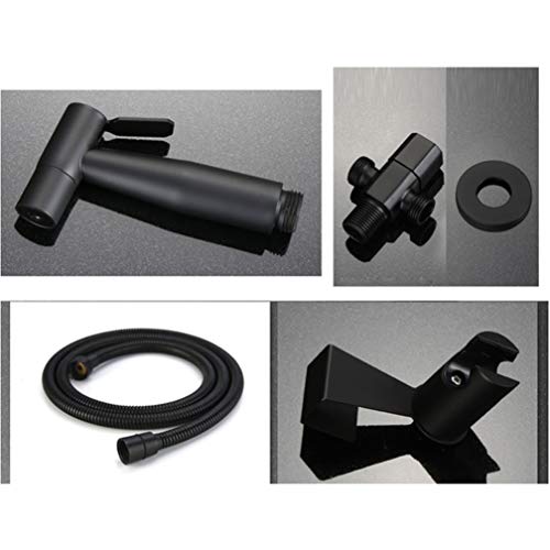 UZSYLE De Acero Inoxidable Mate Negro Wc Bidé Held Pulverizador Hoder Y Gancho Ducha Kit De Shattaf Del Jet Set De Ducha Para El Lavado Higiénico Bidé Ducha Musulmán, C Conjunto De La Mano