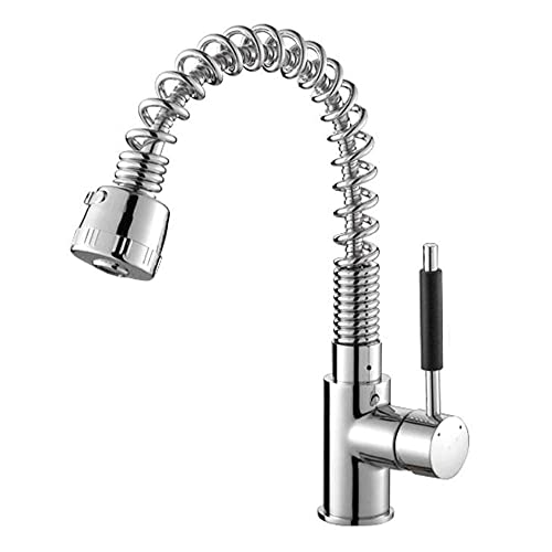 Grifo de cocina Creative Coil Spring Extensible Mezclador de cocina Grifo Lavabo Fregadero Llave de paso giratoria de 360 ° Ducha de mano extraíble Grifo de agua de una sola palanca Grifo de