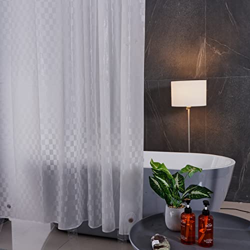 Scamzsure Cortina de ducha de plástico impermeable y antibacteriana, translúcida EVA cortinas con peso, adoquines de 120 x 180 cm, con 8 ganchos rectangulares