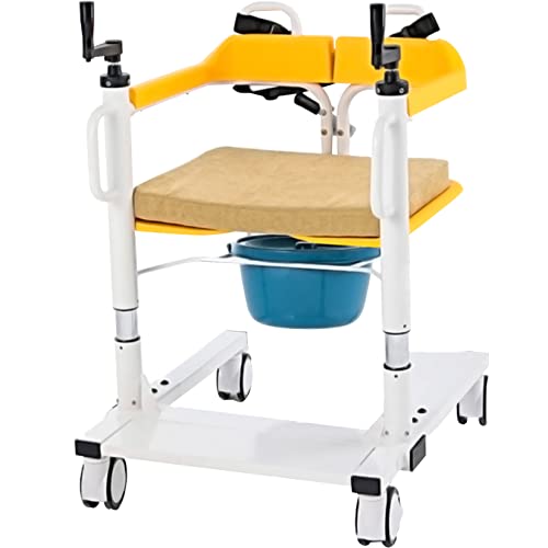 BOTOWI Elevador de Silla de Ruedas con Palanca de Elevación de Manivela, Silla de Ducha de Transferencia de Elevación de Pacientes, Silla de Ruedas Portátil de Transferencia, Altura Ajustable