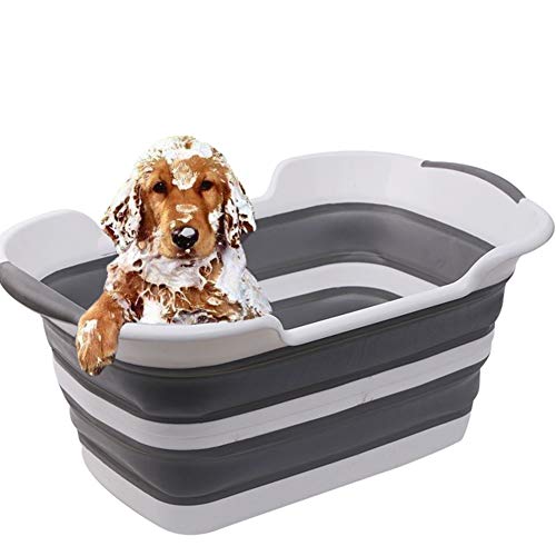 Bañera Plegable para Perros Y Gatos Baño Portátil Plegable, Piscina De Plástico para Perros Piscina para Perros, Piscina para Mascotas Bañera para Gatos Bañera para Gatos,Gris