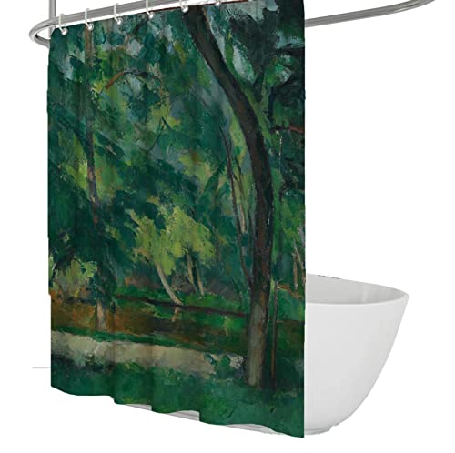 Pintura de fama Mundial Cortina de Ducha Obra de Cezanne Famoso Artista Decoración de baño Tela de poliéster Impermeable 12 Ganchos A Prueba de Humedad W100xH180cm
