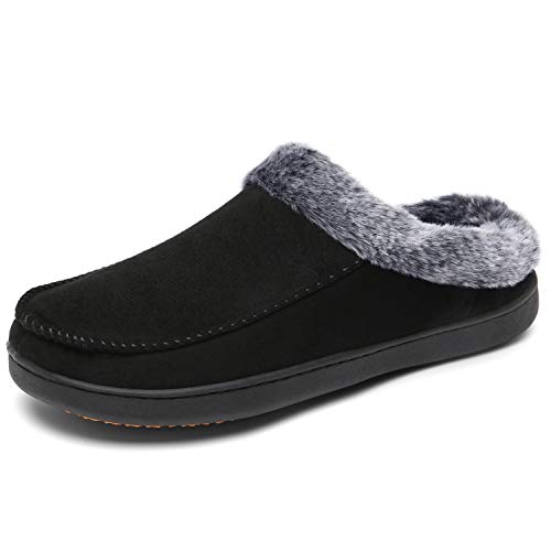 Mishansha Mujer Zapatillas de Felpa Comodos Zapatillas de Estar por Casa Pantuflas Calentar Zapatillas para Andar Pantuflas Al Aire Libre, Negro 40