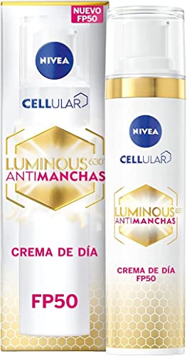 NIVEA Cellular Luminous 630 Antimanchas Crema De Día Fp50 Fluido Triple Protección, Crema Iluminadora De Cuidado Facial, Tratamiento Antimanchas Con Fp50, Estándar, Vanilla, 40 Mililitro