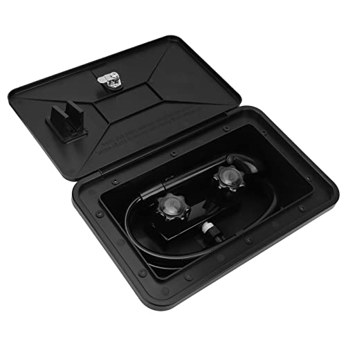 Ducha exterior - Kit de caja de ducha exterior de ABS negro con 2 llaves Accesorios de RV para autocaravana, caravana