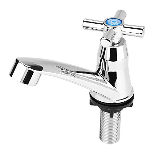 Sola grifo frío - Plástico ABS Grifo de agua de una sola manija Grifo de agua para el lavabo del baño Lavabo del lavabo Lavabo de mano Lavamanos(Cruzar G1/2)