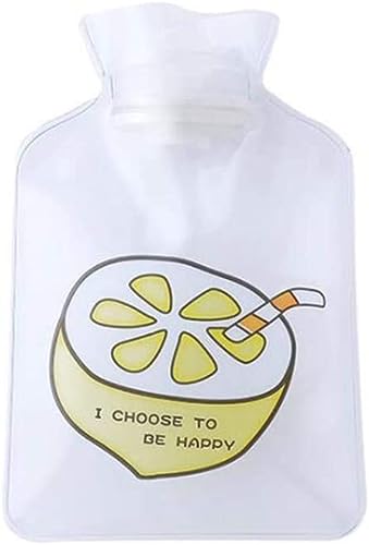 Wudida Botella de agua caliente de goma transparente con patrón de limón, 1 unidad