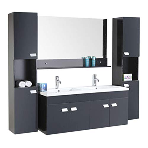 Muebles para baño Modelo Elegance 120 cm para cuarto de baño con espejo baño grifos mueble + 1 espejo + repisas + grifería + fregadero nuev