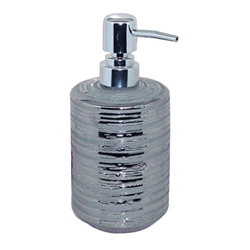 WPBOY Dispensador de loción o jabón con diseño de plata galvanizada 480 ml/16 oz dispensador de loción de cerámica con decoración rústica dispensador de ducha