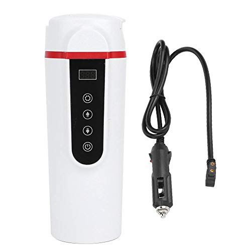 Taza calefactora para coche de 420 ml 12V-24V Taza calefactora para hervidor de agua eléctrica Pantalla LCD Temperatura ajustable para camiones Viajes Para café/té/leche 0‑100 ℃