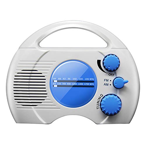 MOVKZACV Radio de ducha, mini radio de ducha AM FM portátil con asa superior, radio de reloj de ducha impermeable
