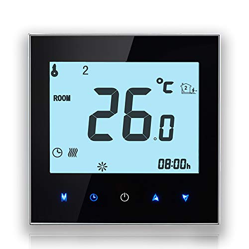 BecaSmart Series 1000 Termostato Inteligente Wi-Fi para Calentamiento de Caldera, Pantalla táctil LCD, inalámbrico y programable (Calefacción de Caldera, Negro)