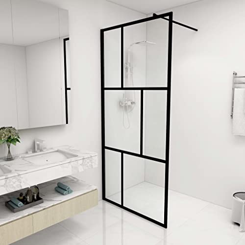 Muro de ducha con vidrio templado negro 90x195 cm con tamaño: (88-90) x 195 cm (ancho x alto)