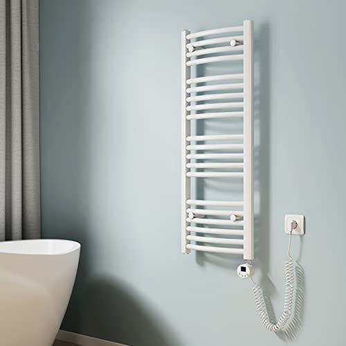 EMKE Radiador Toallero Eléctrico para Baño,100 x 40 cm, Secatoallas eléctrico con termostato, 300 vatios (Blanco)