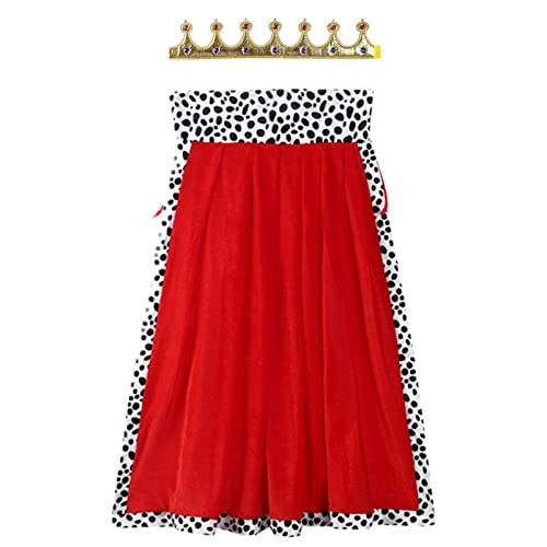 cottonwood Disfraz de Halloween de King Robe | Tamaño infantil Rojo Rey Reina Túnica Mardi Hierba Cape Accesorios de disfraz - Capa roja con corona, disfraz de ducha de Halloween
