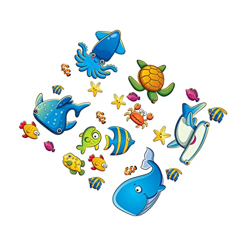 Operitacx 1 juego de pegatinas de criaturas de ducha para bañera, sin vida, delfines marinos, rayas, decoración de baño, neveras, estrellas, antivinilo, escalones, tortuga, escaleras de bañera,