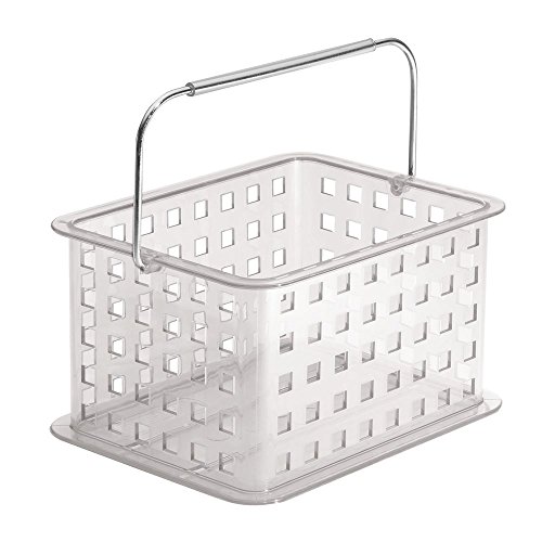 iDesign Zia Cesta de almacenamiento, cesta de plástico pequeña para baños para accesorios de ducha y de aseo personal, transparente