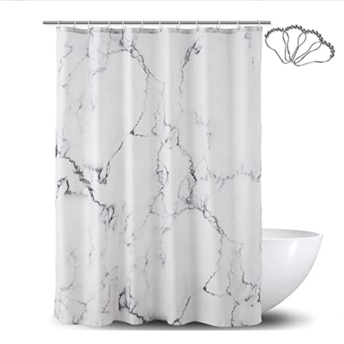 DeKeLaiFu Cortinas de ducha de mármol para baño, elegante diseño de mármol blanco y gris, cortinas de ducha de tela resistente e impermeable, 180 x 180 cm