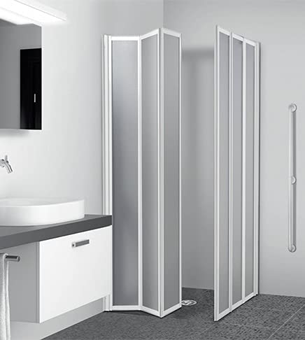 Arredobagno e Cucine Mampara de ducha de 70 x 100 cm, 3 + 3 paneles plegables, placas acrílicas para discapacitados