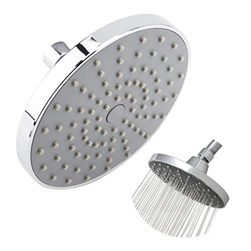 Cafopgrill Cabezal de Ducha 6 Pulgadas Redondo de Alta presión Lluvia Cromado Superior pulverizador Accesorios de baño de Plata 0-80 ℃