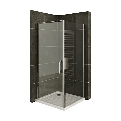 MOG Mampara de ducha DK668 85 x 70 cm (Puerta: 85 cm) Altura 195 cm con entrada de esquina - Se puede montar en el lado izquierdo o derecho - De vidrio de seguridad nano transparente de 8 mm ESG
