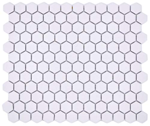 Mosaico de cerámica hexagonal blanco R10B antideslizante para pared, suelo, cocina, ducha, baño, azulejos