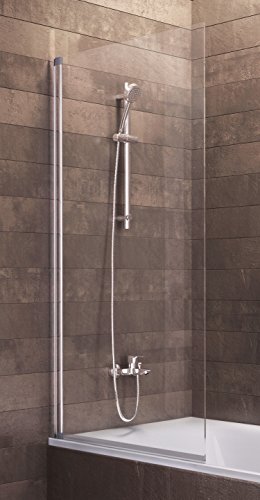 Schulte mampara ducha para bañera 70 x 130 cm, 1 hoja plegable, montaje reversible izquierda derecha, perfil gris y vidrio 5 mm transparente, D16503 01 50