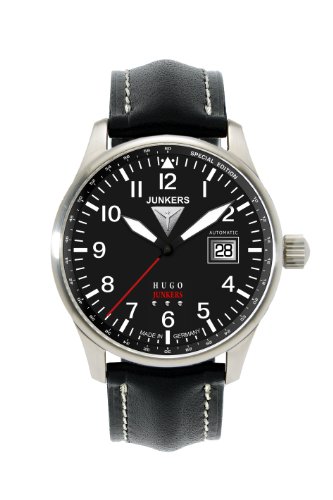 Junkers 66502 - Reloj analógico automático para Hombre con Correa de Piel, Color Negro
