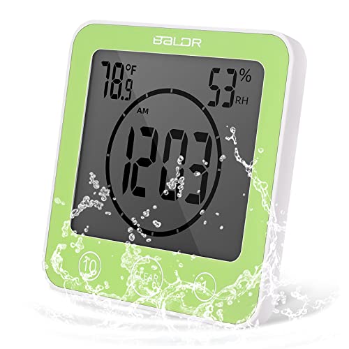 DEECOZY Tendlife - Reloj termohygrómetro, reloj de baño con temporizador digital, LCD, temporizador de ducha, reloj de baño portátil con control táctil para cocina y baño