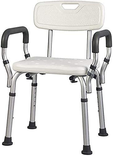 Taburetes para ducha / baño Taburete para asiento de ducha para / discapacitados Alfombrillas antideslizantes Silla de ducha ajustable en 5 alturas con respaldo y asa Asiento de baño en plata Max.