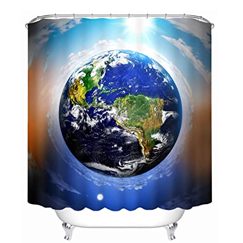 Cortinas de Ducha 3D de la Madre de la Tierra, Cortina de baño con diseño de Planeta Azul, Cortina de baño Gruesa Impermeable
