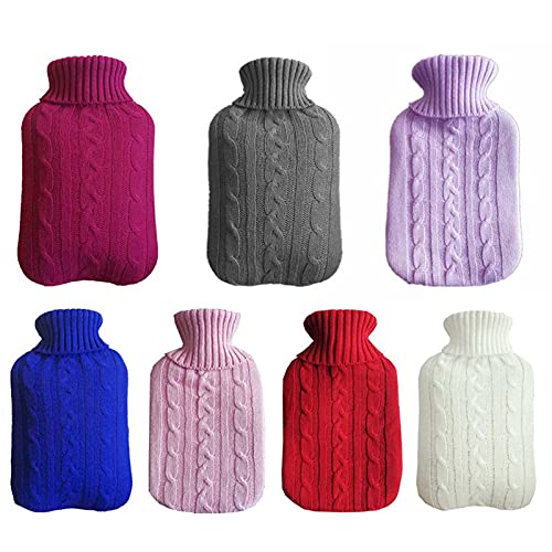 Hot Water Bag Hot Water Bottle 2000ml Cover Knitted Cold-Proof Washable Removable Large Protective Heat Bag for Neck and Shoulders Back Legs Waist Warm Hot Water Bag. (Color : 7pcs)