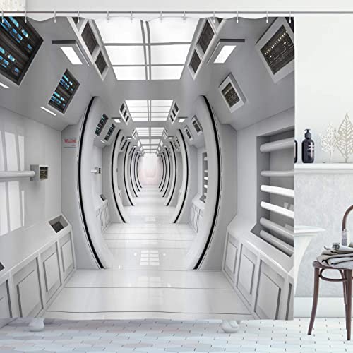 Cortina de Ducha del Espacio Exterior, Sala de Control de la estación Espacial de la Nave Espacial Elemento de Ciencia ficción Cortinas de baño de la estación destacada, Ganchos