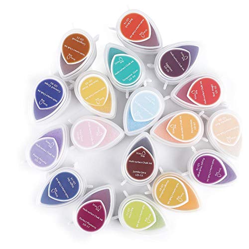 Juego de almohadillas de tinta, 40 colores Forma de gota de agua Sellos de almohadillas de tinta artesanales Almohadilla de tinta de dedo del arco iris para papel Scrapbooking Sellos de goma de tela d