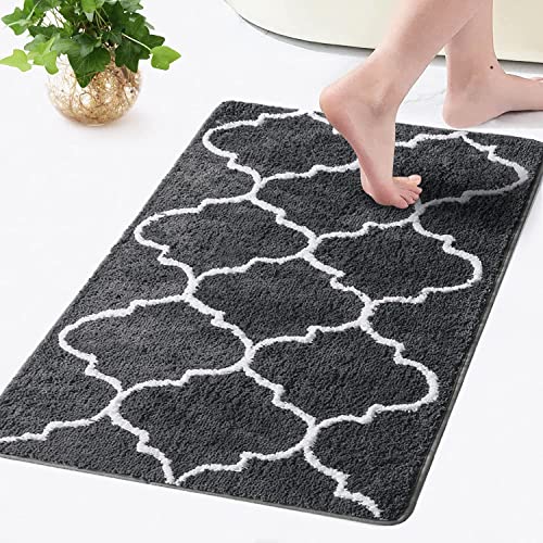 MIULEE Alfombra de Baño Antideslizante Alfombrilla con Estilo Marroqui Moderno Microfibra Absorbente Alfombras para Baño Ducha Cocina Dormitorio Entrada de Puertas Comedor Salon 40x60 cm Gris Oscuro