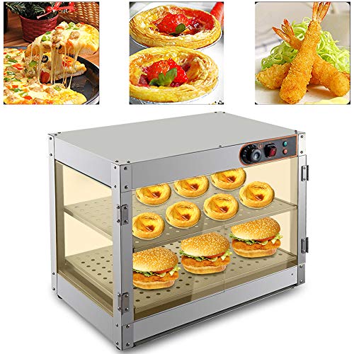 Difu - Calentador de alimentos con 2 marcos de acero inoxidable, vitrina caliente, eteke caliente, 30-85 °C, 800 W
