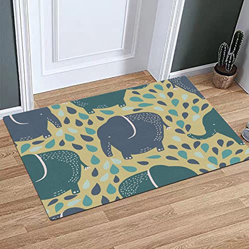 Alfombra Baño,Alfombra Ducha Antideslizante, Animal Continuo Animal Grande Mamífero y Gotas.Teal Blue,Alfombra de baño para baño,Ducha,Dormitorio,Cocina,Puerta