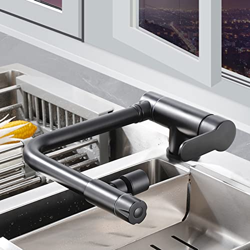 Grifo de Cocina 3 Vías Abatible Giratorio Latón Grifos de Cocina 3 Vías Negro Efficency