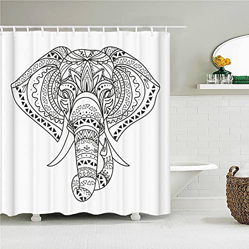 WILLMEIH cortina bañera Elefante animal patrón 72