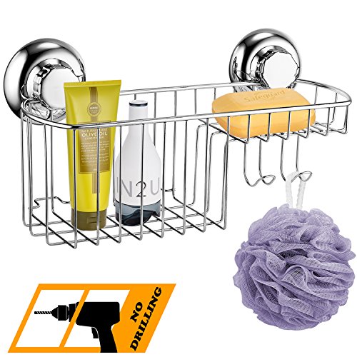 MaxHold Sistema de vacío Rectangular Cesta de la Ducha Caddie Multi-funcional - No-perforar - Acero inoxidable Nunca Moho - almacenamiento de la cocina&baño