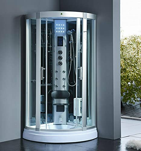 Ducha de vapor LED XXL de lujo, combinada, ducha, completa, cabina de ducha + radio, incluye transportista