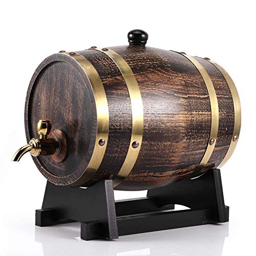 Barril de vino de estilo retro de 3 litros, madera de roble, vino tinto, brandy, barril de whisky casero, dispensador de barril, recipiente con grifo, sin fugas para almacenamiento de vino