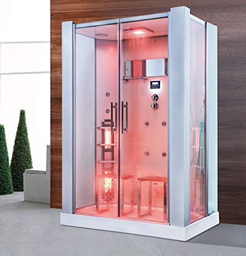 Ducha de vapor XXL de lujo con LED + sauna de infrarrojos + cabina de calor por infrarrojos + radio.