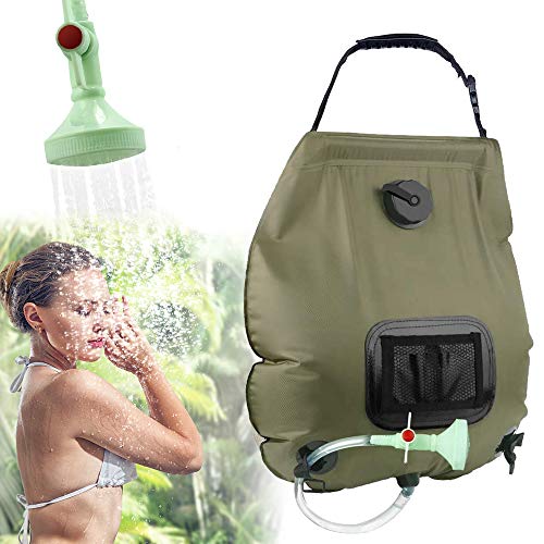 KIPIDA Bolsa de Ducha Solar 20L, Ducha Solar para Exteriores,Bolsa de Agua Caliente para Camping,con Alcachofa de Ducha,para jardín,Piscina,para Exterior,Camping,Senderismo,Saco de Agua Plegable