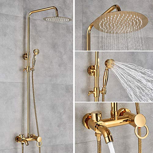 Moderno diseño accesorio de ducha, alcachofa de mano, alcachofa de ducha, juego de ducha de lluvia, sistema de ducha para cuarto de baño, cabezal de ducha, altura regulable, color dorado