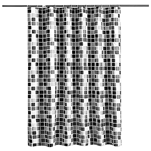 Cyleibe Cortina de ducha para cuarto de baño, antimoho, diseño de mosaico textil, cortina de ducha (120 x 180 cm)