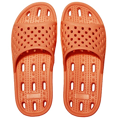 Ranberone Zapatos de Ducha para Mujer Antideslizantes Secado Rápido Chanclas y Sandalias de Piscina Sandalias de Baño Ligeras Interiores Naranja 38