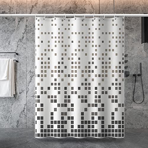 Aotiwe Cortina de ducha, juego de cortina de ducha, diseño vintage de mosaico, gris, negro, poliéster, 31 x 71 pulgadas, decoración del hogar