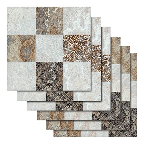 Liwein 30 Piezas Pegatinas de Azulejos Autoadhesivos Baño Cocina Pegatina de Pared Decorativos Adhesivos para Azulejos Resistentes al Agua y Aceite 20×20cm (Mármol)